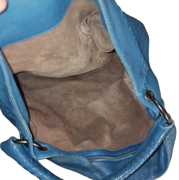 Bottega Veneta Large Luxury Hobo Bag Turquois Pebble Leather Woven Shouder Bag - Picture 5 of 14